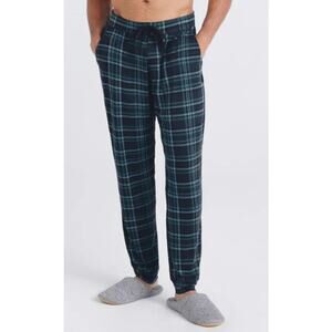 SAXX Snooze Pant Green/Blue Plaid Jogger Relaxed Fit Lounge Pants Men Sz S